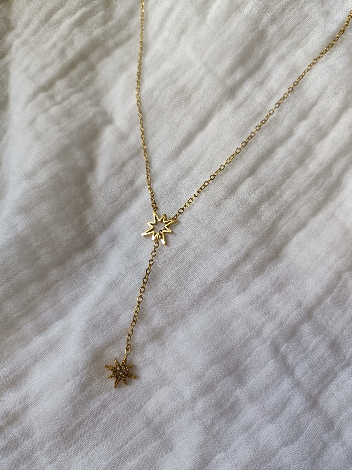 Collier Y Étoile Doré en Acier Inoxydable