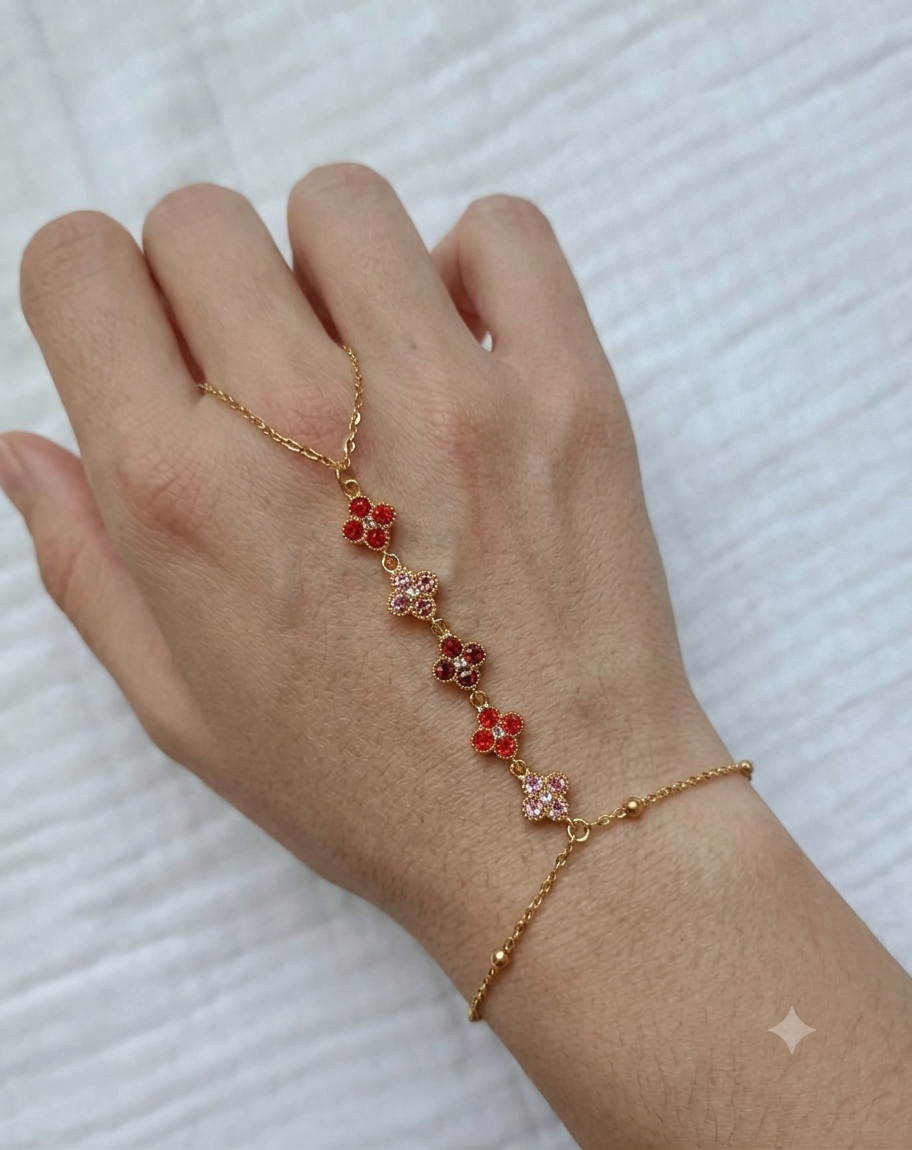 Chaine de Main Princesse Rouge et Rose