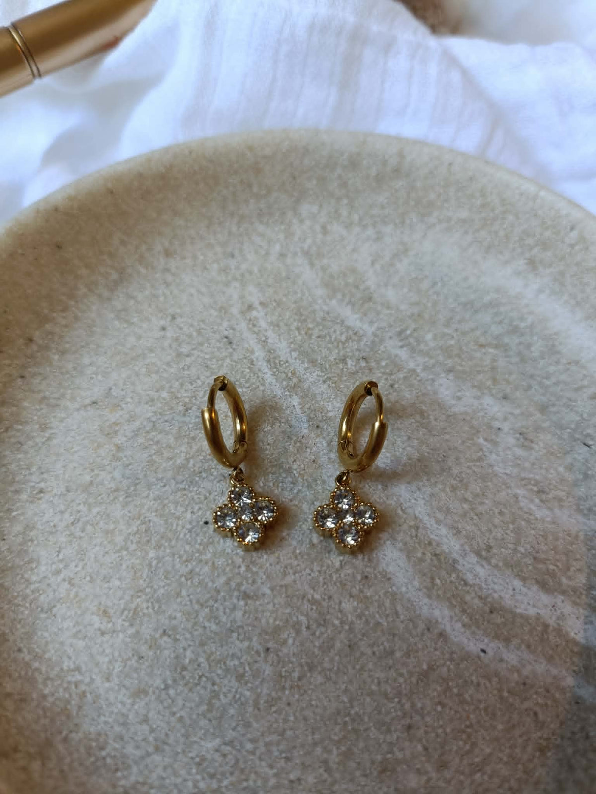 Boucles d'oreilles Trèfle – Acier inoxydable doré