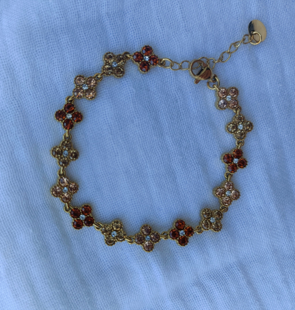 Bracelet Trèfles à Strass – Acier Inoxydable Doré