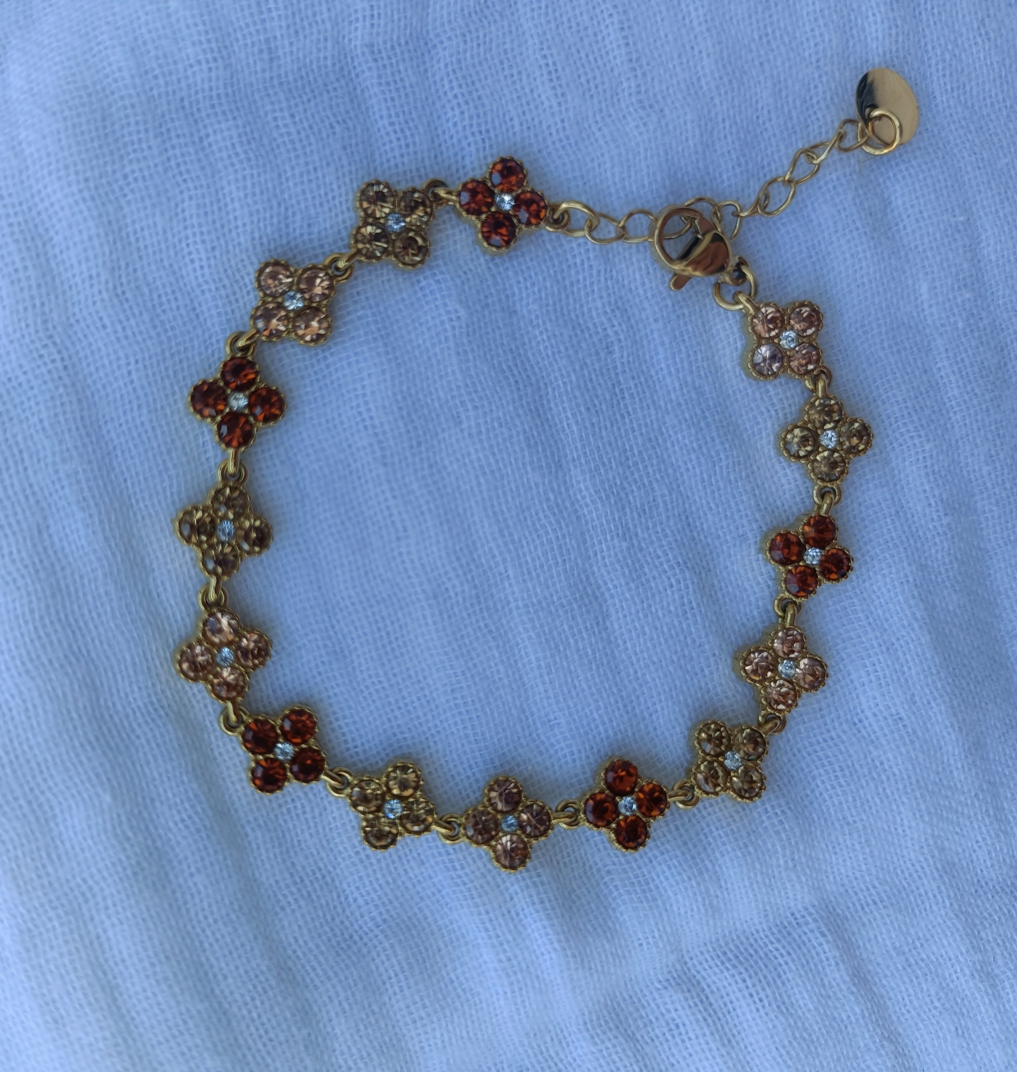 Bracelet Trèfles à Strass – Acier Inoxydable Doré
