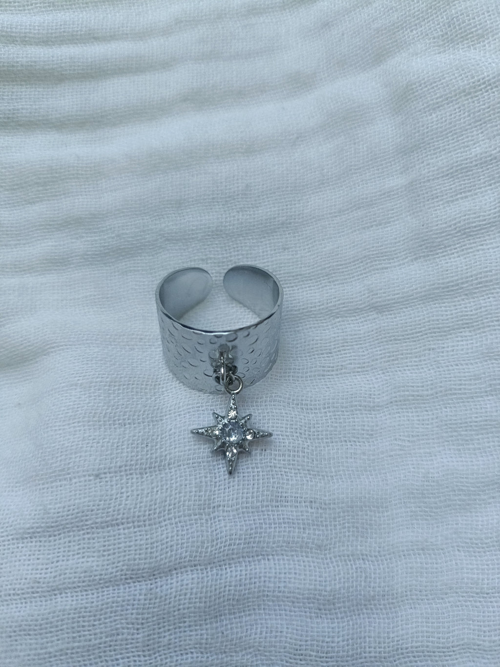 Bague Effet Martelé Argent à Breloque Etoile