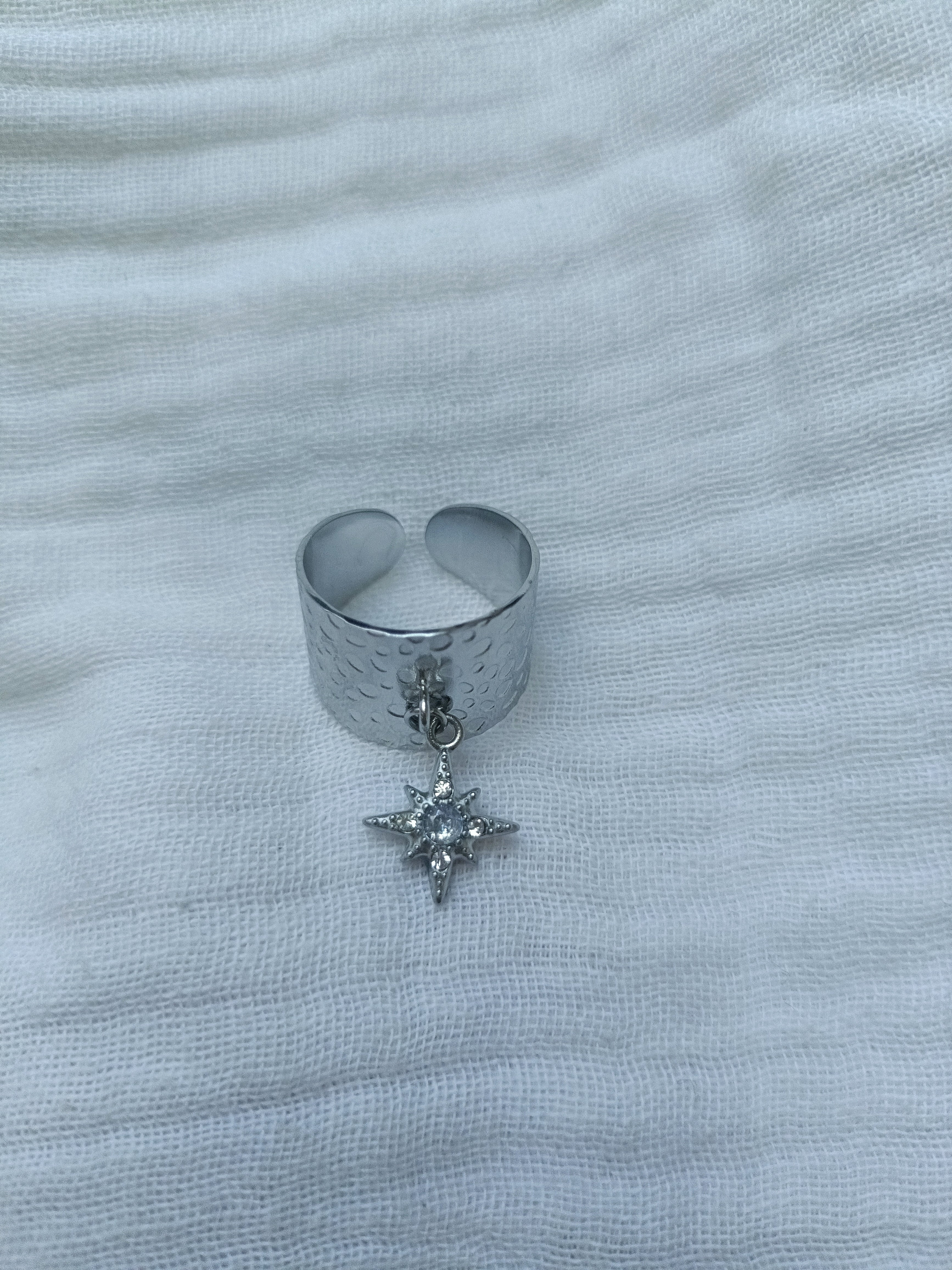 Bague Effet Martelé Argent à Breloque Etoile