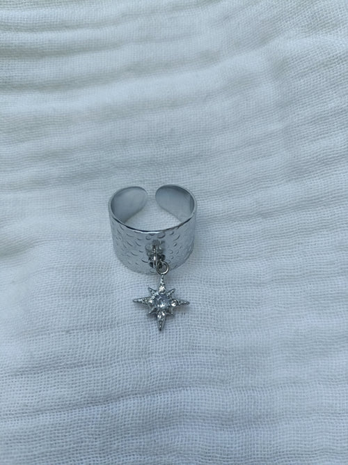 Bague Effet Martelé Argent à Breloque Etoile