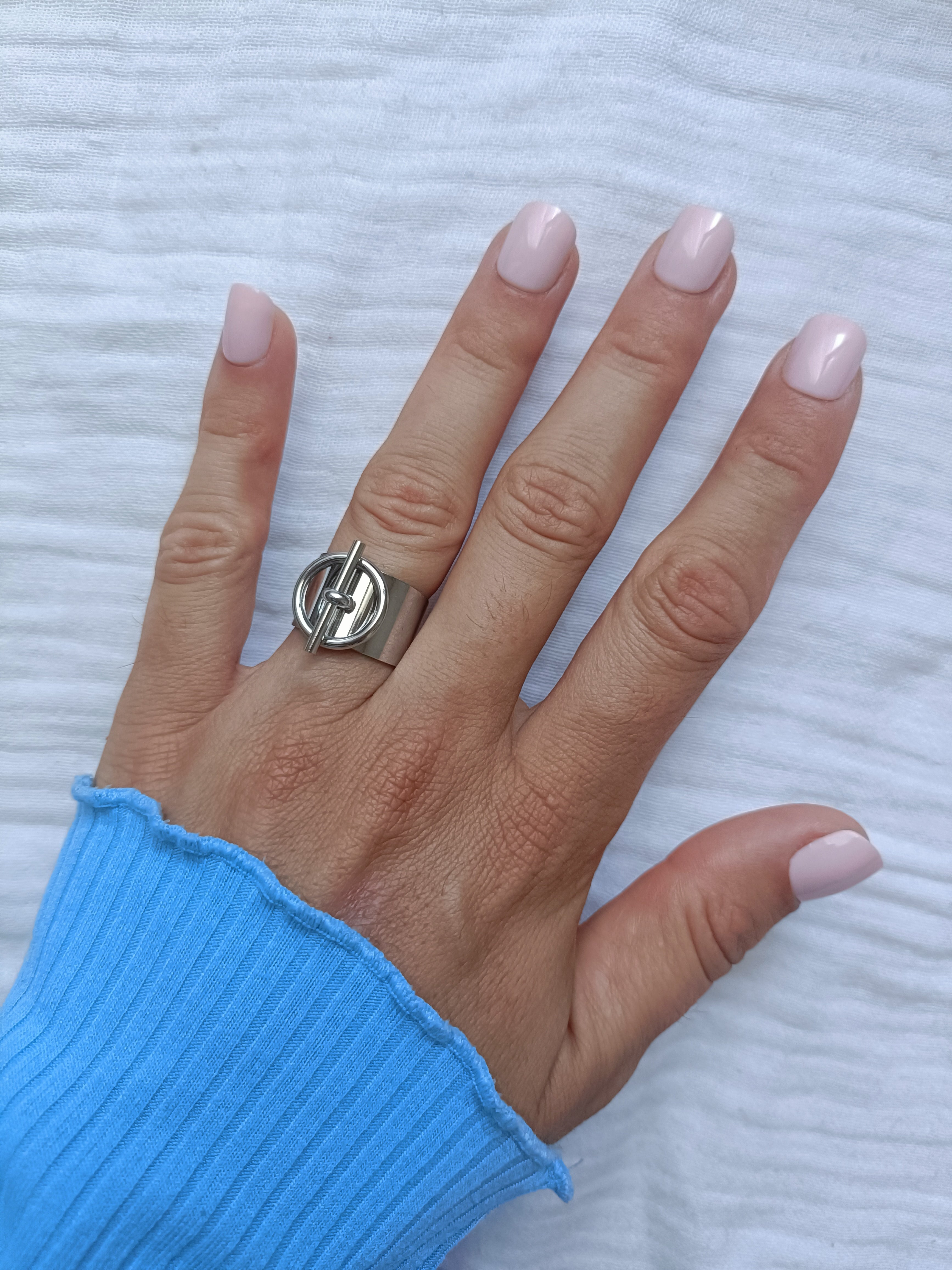 Bague Barre dans Rond Argentée