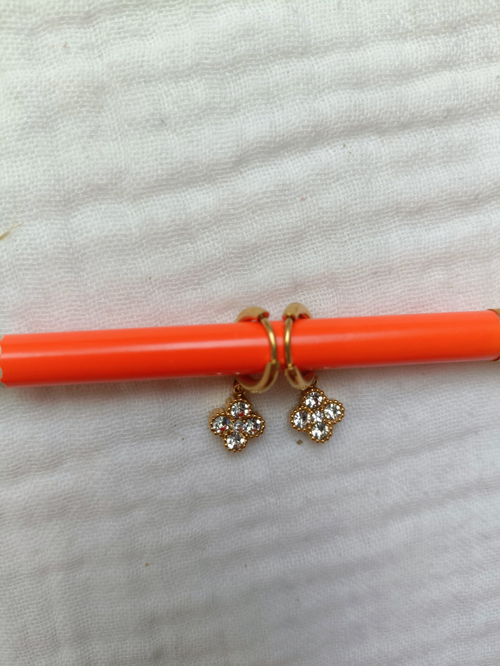 Boucles Anneaux à Trefles Princesse Blanc