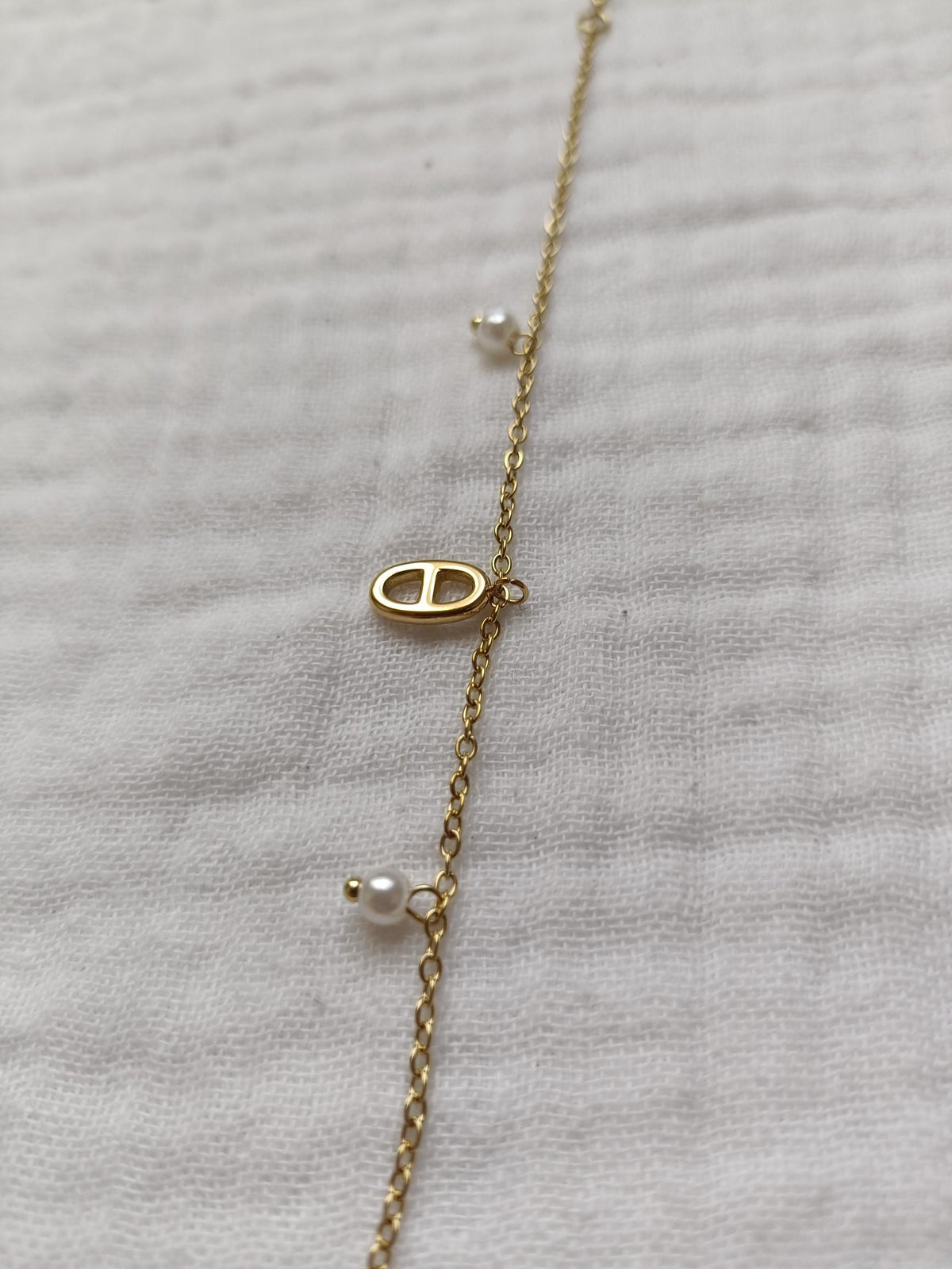 Bracelet Chaine à Perles et Maille Marine