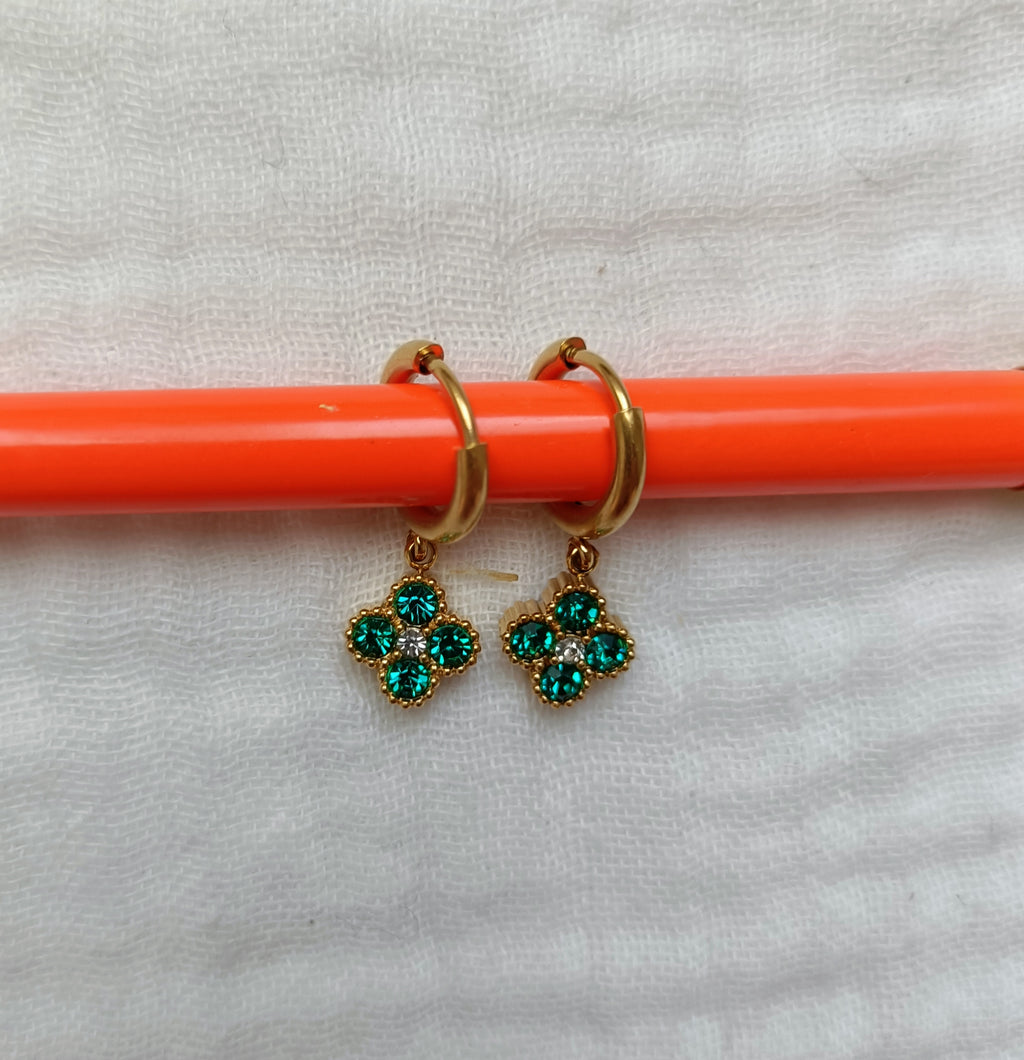 Boucles Anneaux à Trefles Princesse Vert