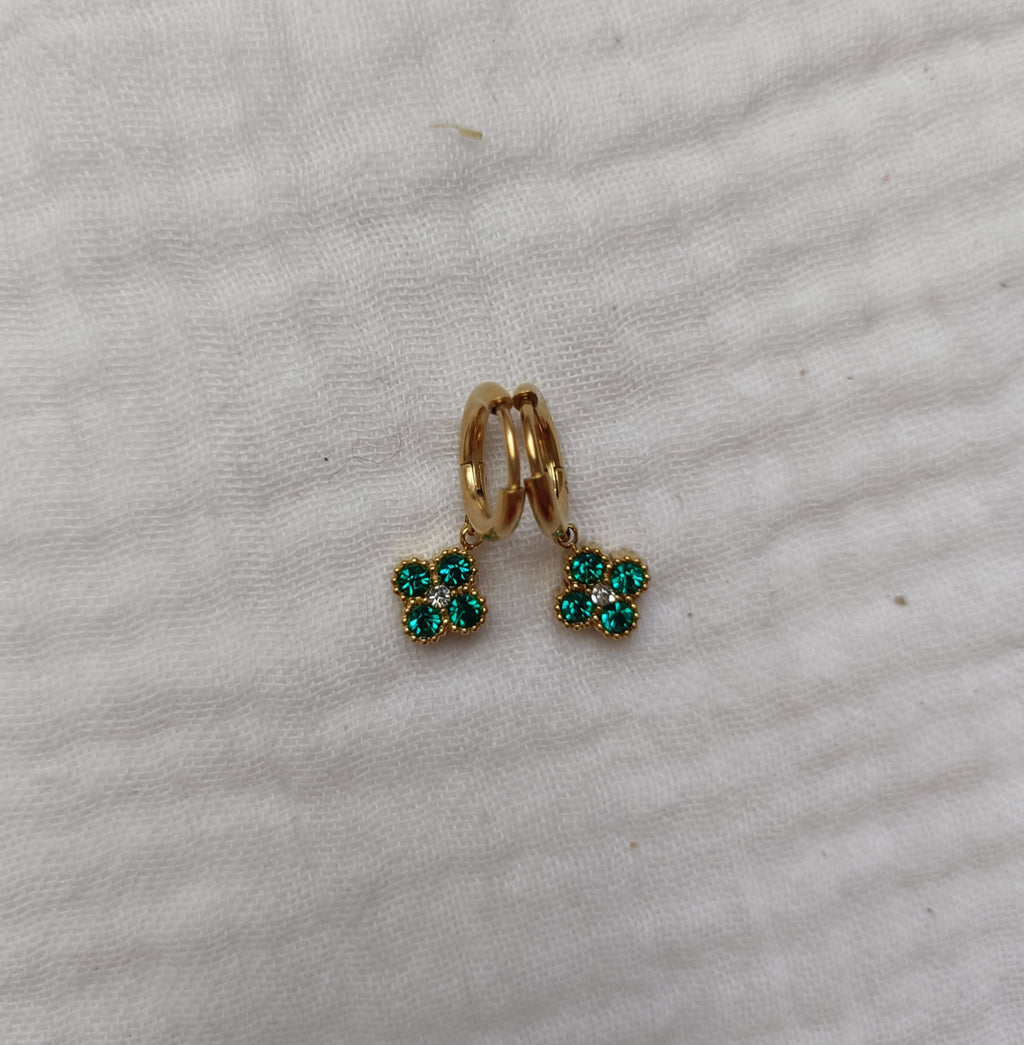 Boucles Anneaux à Trefles Princesse Vert
