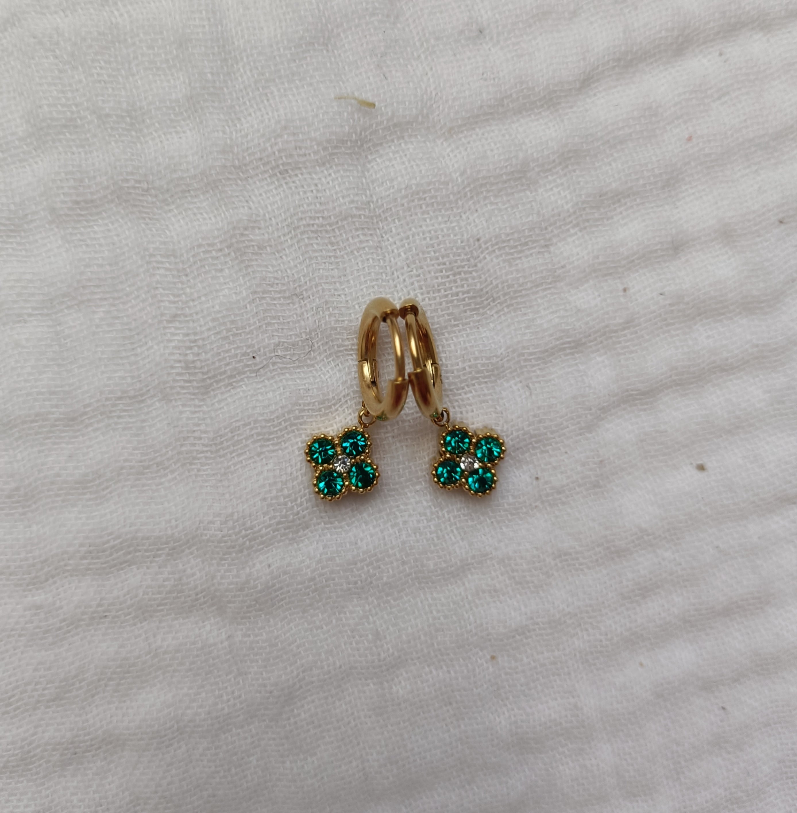 Boucles Anneaux à Trefles Princesse Vert