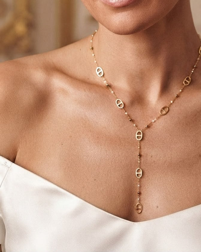 Collier a Grosses Mailles Marines