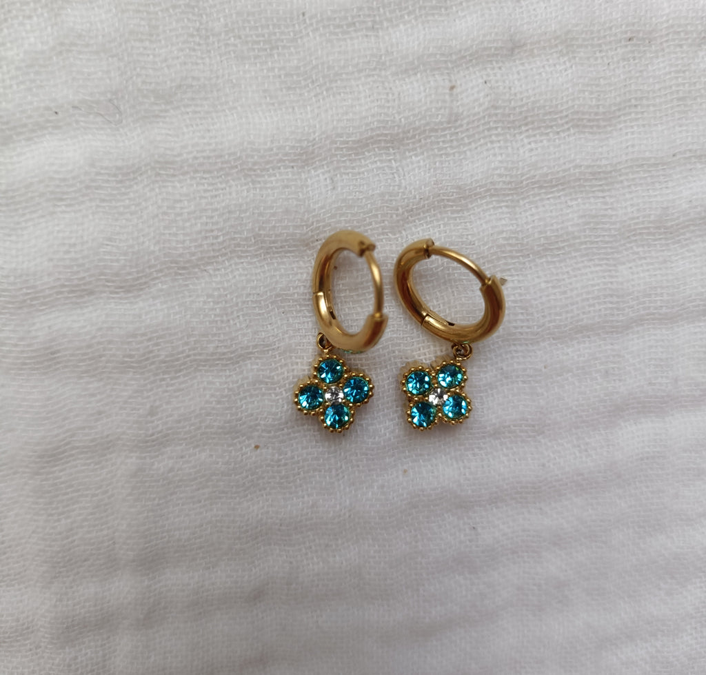 Boucles Anneaux à Trefles Princesse Bleu