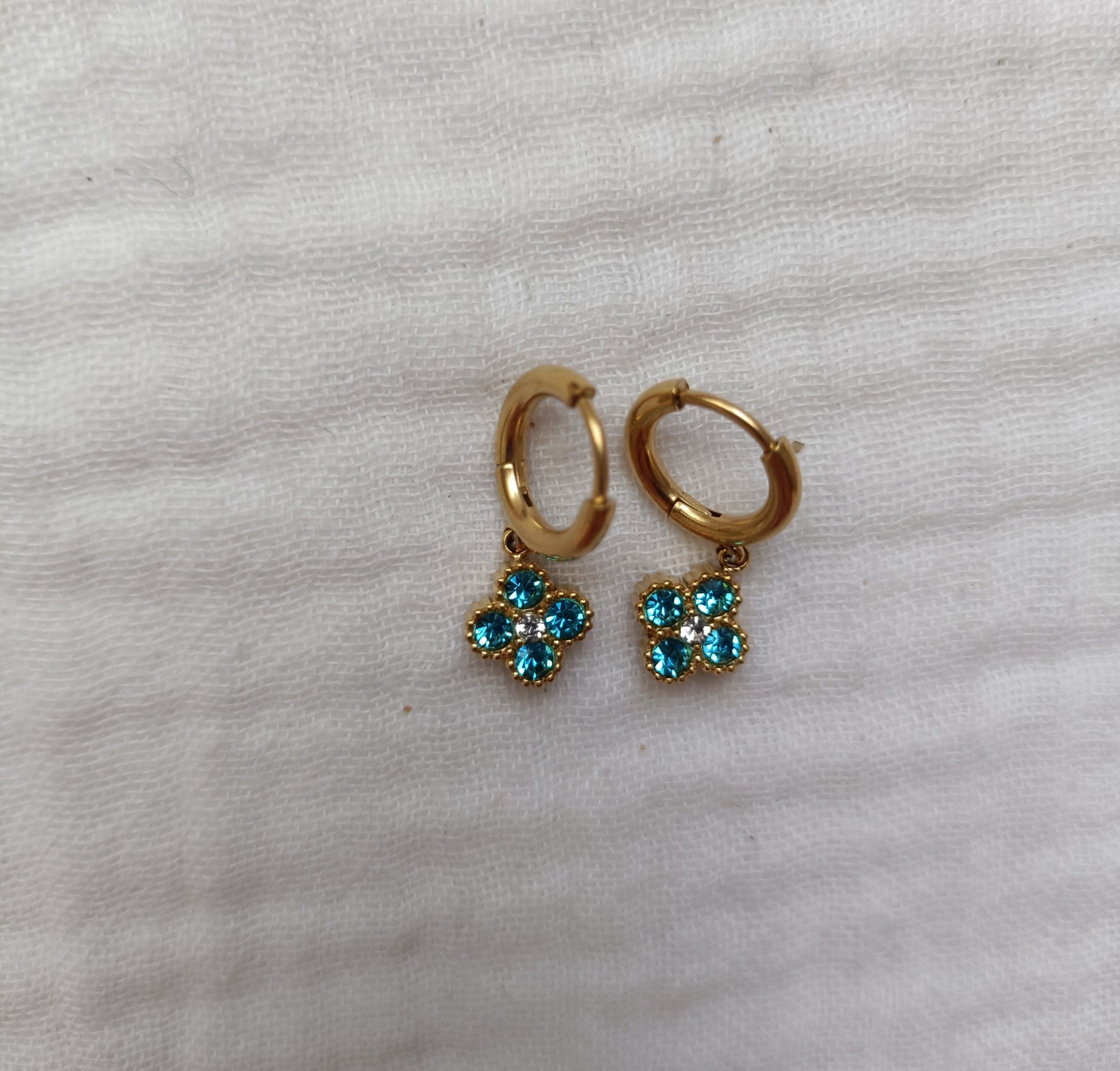 Boucles Anneaux à Trefles Princesse Bleu