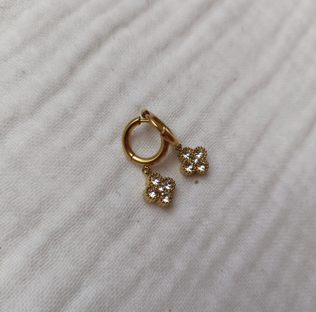 Boucles Anneaux à Trefles Princesse Blanc