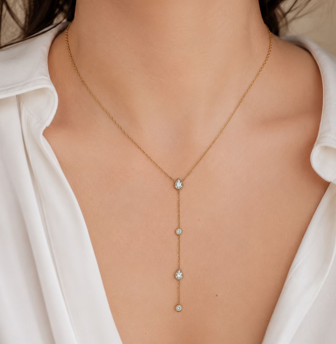 Collier Y strass