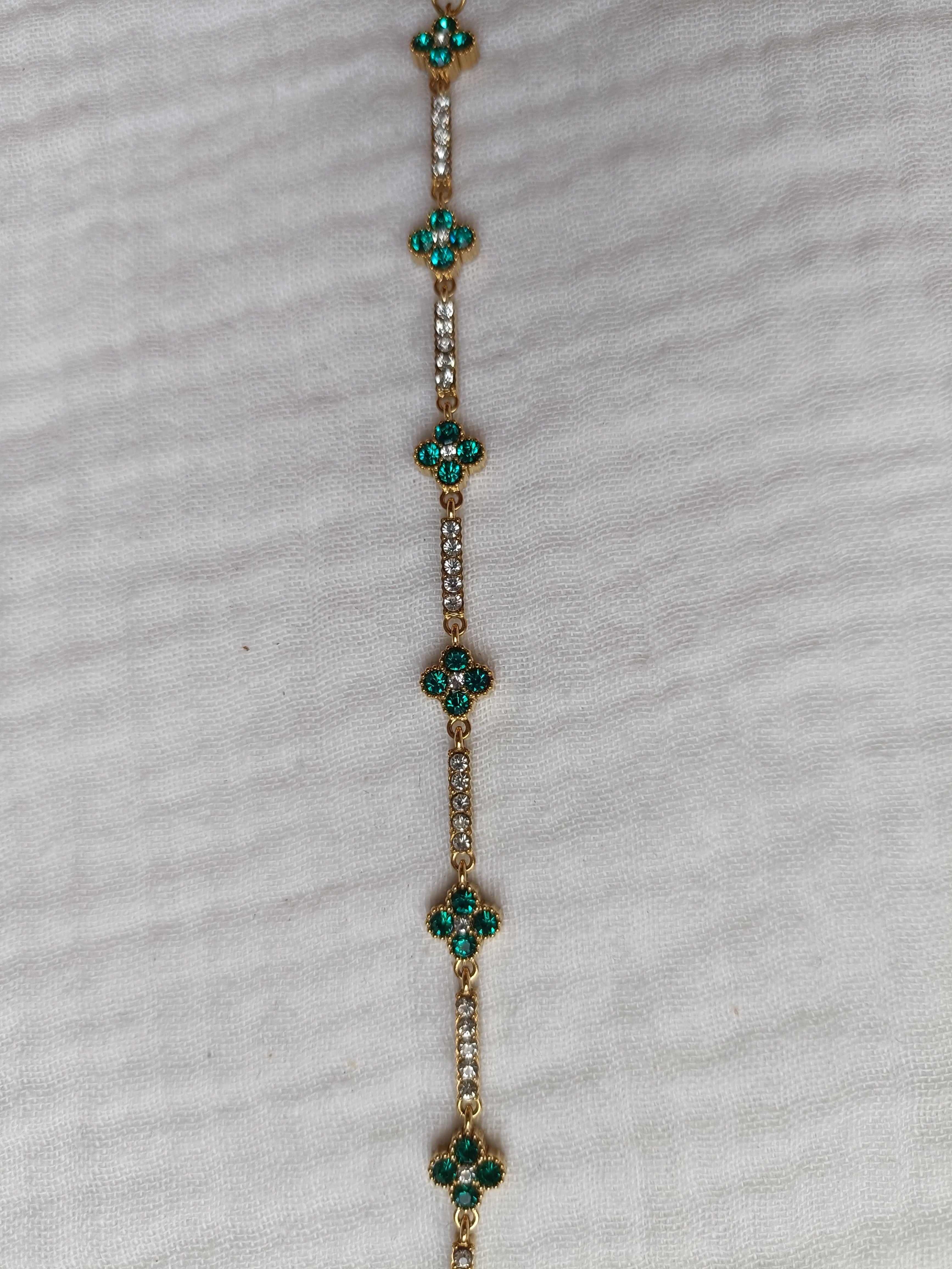 Bracelet Brillant Blanc et Vert